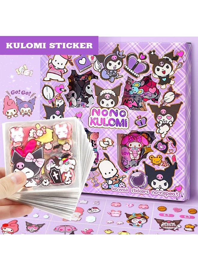 سانريو ملصقات فتاة الأنمي - مجموعة ملصقات Sanrio Kuromi المكونة من 100 ورقة، مجموعة ملصقات زخرفية جمالية كرتونية من الفينيل، مثالية لسجلات القصاصات والتدوين وأجهزة الكمبيوتر المحمولة وتزيين الغرف  - Image 1