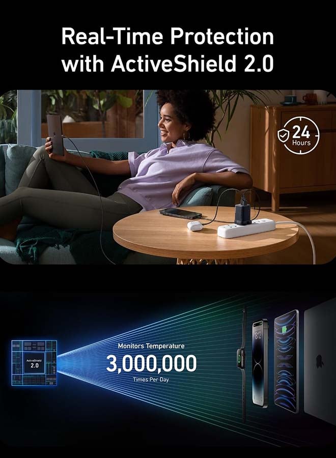 قابس USB C بقدرة 67 وات، شاحن حائط Anker GaN، شاحن PPS سريع مدمج وقابل للطي بثلاثة منافذ، شاحن سريع لأجهزة MacBook Pro/Air وiPad Pro وiPhone 15 / Pro وGalaxy S23 / S22 وNote20 وPixel وApple Watch والمزيد أسود - Image 5