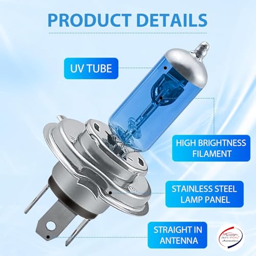 Auto Pearl Pack-2 H4 Car Super Bright Halogen Bulb, 12V 90/100W High/Low Beam Driving Halogen Light, Plug-and-play Bulb for WagonR-(2010-2013) (White) - Image 3