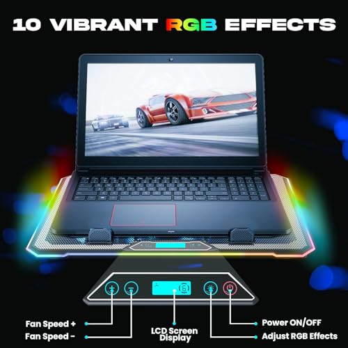 KLIM V14 Gaming Laptop Cooling Pad with 14 Fans + Gaming Laptop Cooler + Stable RGB Laptop Stand with Fan + Compatible up to 17 Inches + 2 USB Ports + Mobile Phone Holder + 5 Years Protection - Image 4