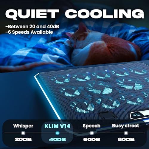 KLIM V14 Gaming Laptop Cooling Pad with 14 Fans + Gaming Laptop Cooler + Stable RGB Laptop Stand with Fan + Compatible up to 17 Inches + 2 USB Ports + Mobile Phone Holder + 5 Years Protection - Image 5