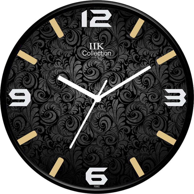 IIK COLLECTION 12-inch Designer Plastic Analogue Round WallClock for Home, Kitchen, Living Room, Bedroom, Office (30 cm x 30 cm x 6 cm) - Image 1