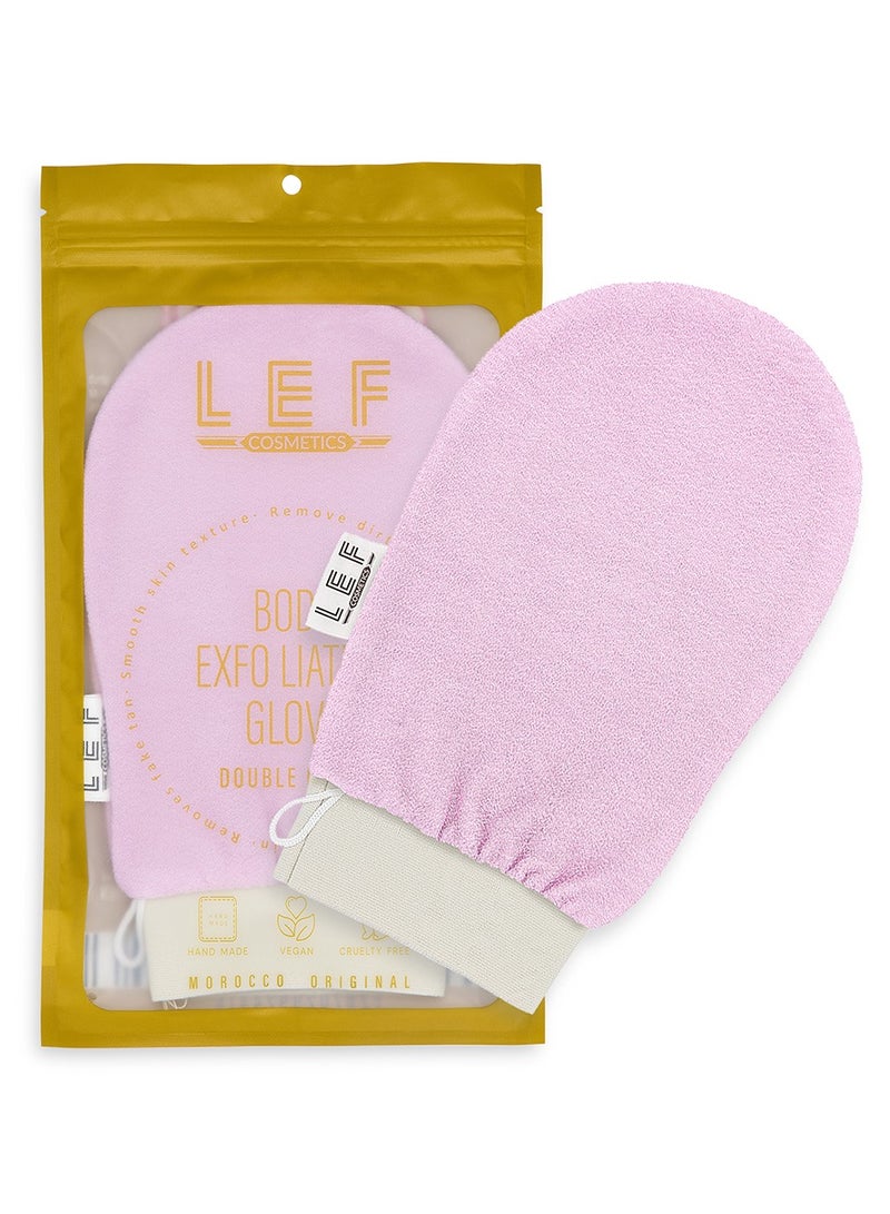 ليف القفاز الكوري لتقشير وإزالة الجلد الميت من الجسم ذو طبقه مزدوجه | PINK - Image 1