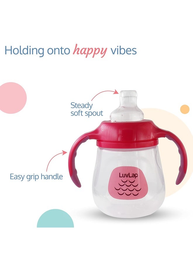 Luvlap Wise Owl Spout Sipper for Infant/Toddler, 210ml, Anti-Spill Sippy Cup with Soft Silicone Spout BPA Free, 6m+ (Pink) - Image 3