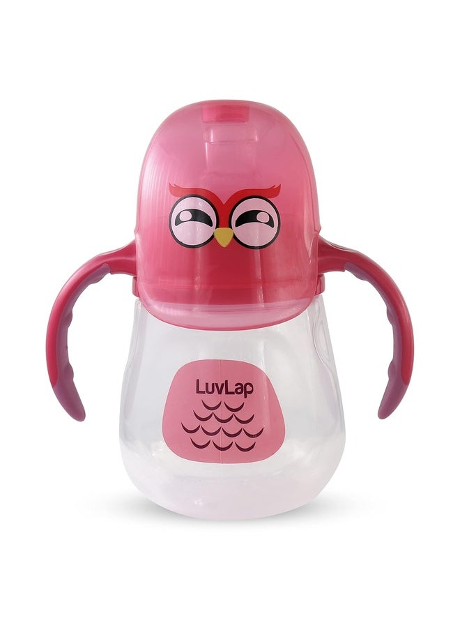 Luvlap Wise Owl Spout Sipper for Infant/Toddler, 210ml, Anti-Spill Sippy Cup with Soft Silicone Spout BPA Free, 6m+ (Pink) - Image 1