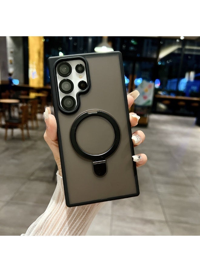 لـ سامسونج جالكسي S25 الترا - جراب بحامل حلقي مغناطيسي 360 درجة + واقي شاشة، مقاوم للصدمات - أسود - Image 4