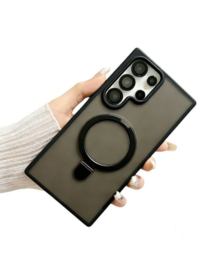 لـ سامسونج جالكسي S25 الترا - جراب بحامل حلقي مغناطيسي 360 درجة + واقي شاشة، مقاوم للصدمات - أسود - Image 5