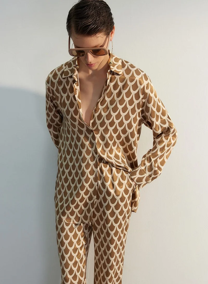 trendyol Printed Button Down Shirt
