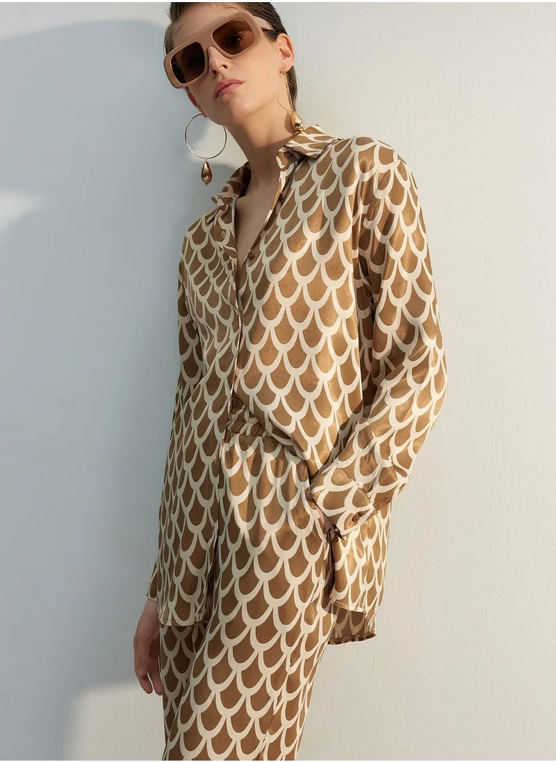 trendyol Printed Button Down Shirt