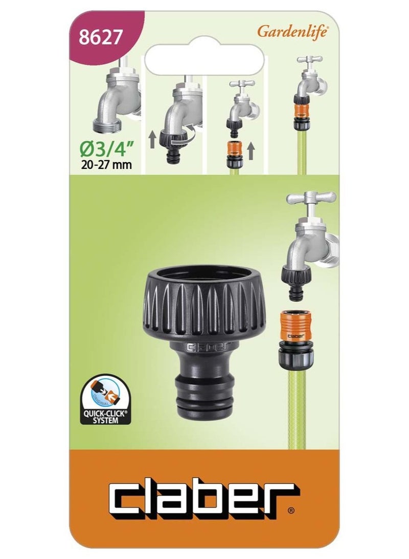 Claber 3/4 Inch Threaded Tap Connector For Quick Click Garden Water Hose - Image 1
