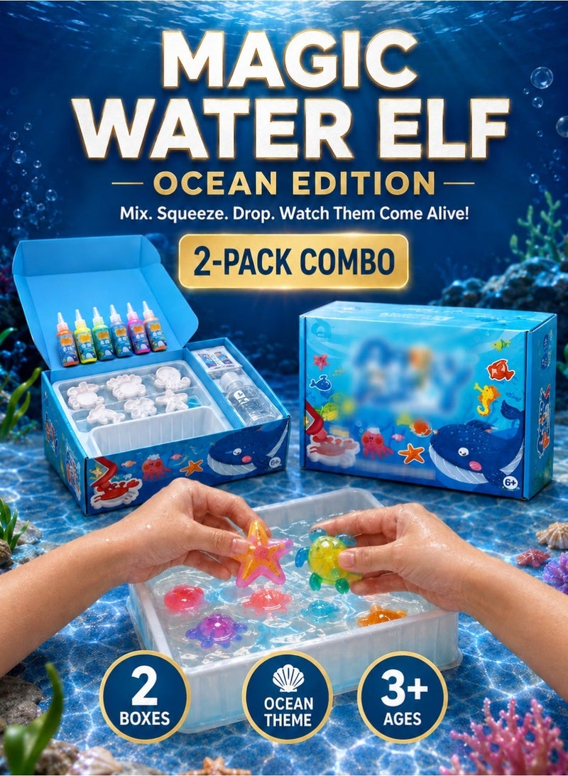 Joudiplay [Pack of 2] Magic Water Elf DIY Toy Kit - Each Set Includes 8 Colors (50ml Gel) & 8 Molds - Total 16 Colors Creative Water Craft Value Bundle - Image 1