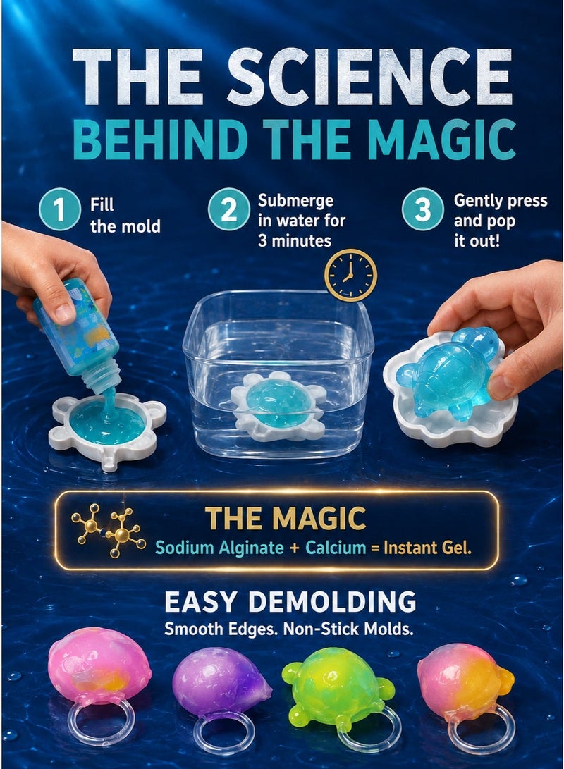 Joudiplay [Pack of 2] Magic Water Elf DIY Toy Kit - Each Set Includes 8 Colors (50ml Gel) & 8 Molds - Total 16 Colors Creative Water Craft Value Bundle - Image 4
