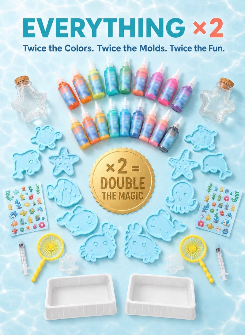 Joudiplay [Pack of 2] Magic Water Elf DIY Toy Kit - Each Set Includes 8 Colors (50ml Gel) & 8 Molds - Total 16 Colors Creative Water Craft Value Bundle - Image 3