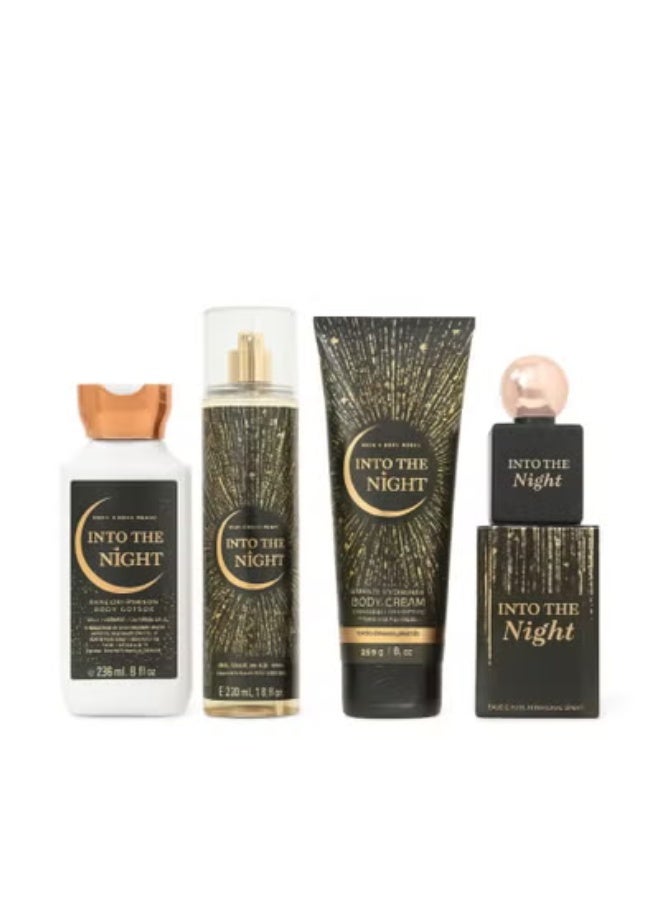مجموعة إن تو ذا نايت من باث آند بودي وركس 4 قطع - عطر، كريم جسم، معطر جسم ولوشن - رائحة ليلية جذابة تدوم طويلاً