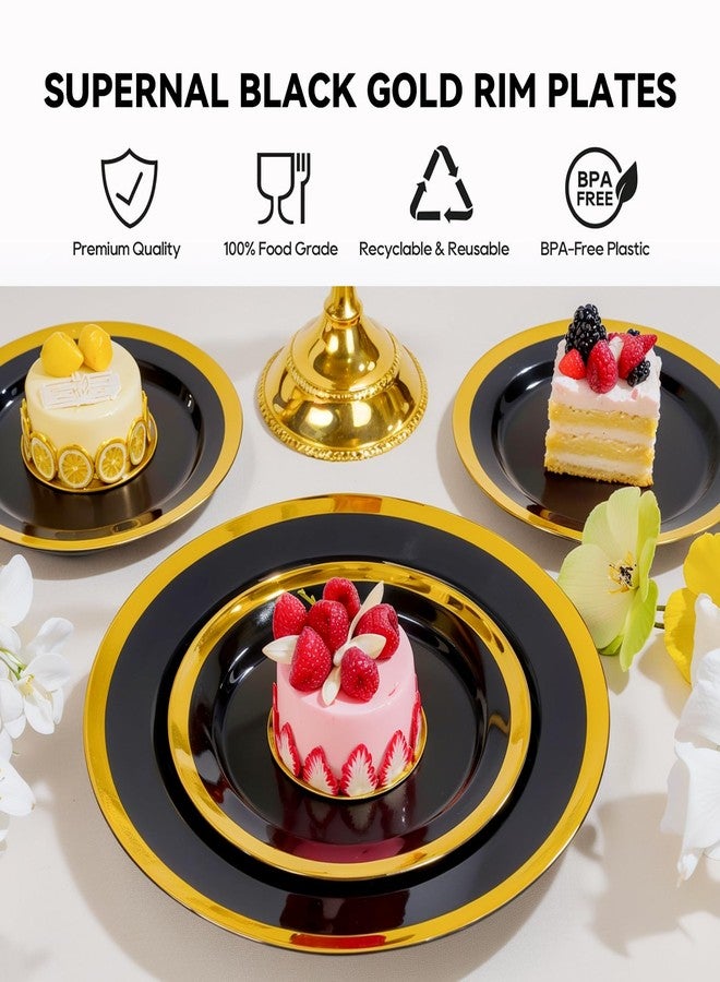 supernal 120-Pack Black and Gold Plastic Plates, 60 Guests Disposable Dinnerware Set (10.25" & 7.5"), Heavy Duty Elegant Party Plates for Graduation 2026, Wedding & Birthday - Image 4