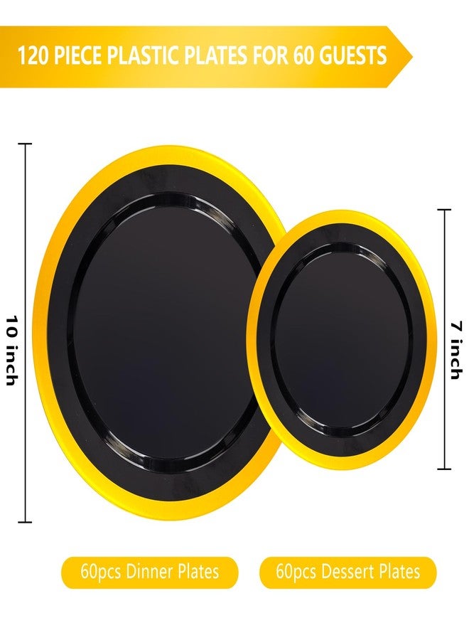 supernal 120-Pack Black and Gold Plastic Plates, 60 Guests Disposable Dinnerware Set (10.25" & 7.5"), Heavy Duty Elegant Party Plates for Graduation 2026, Wedding & Birthday - Image 3