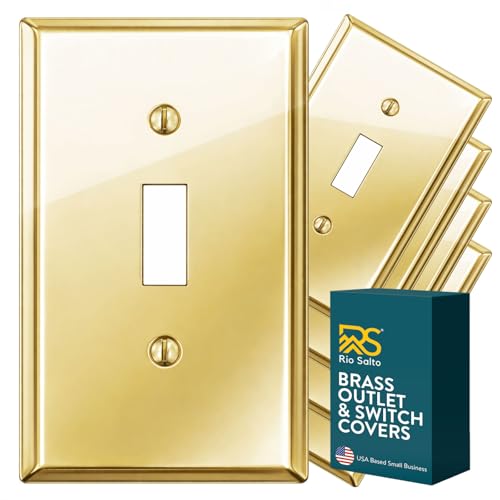 Rio Salto BRASS High Polished Gold Toggle Flip Switch Light Switch Cover Signature Collection Premium Outlet Covers Wall Plates Shiny Gold 5Pack Standard Size 275 X 450 - Image 1