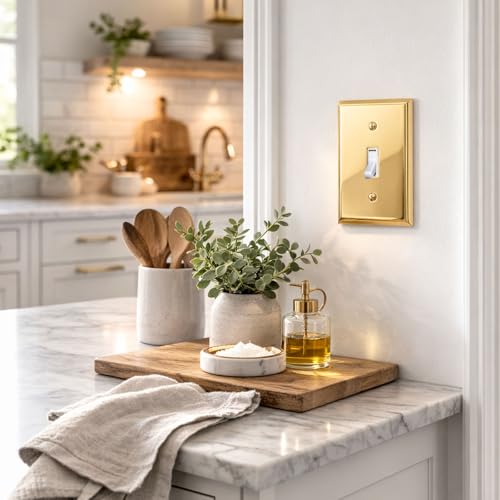 Rio Salto BRASS High Polished Gold Toggle Flip Switch Light Switch Cover Signature Collection Premium Outlet Covers Wall Plates Shiny Gold 5Pack Standard Size 275 X 450 - Image 3