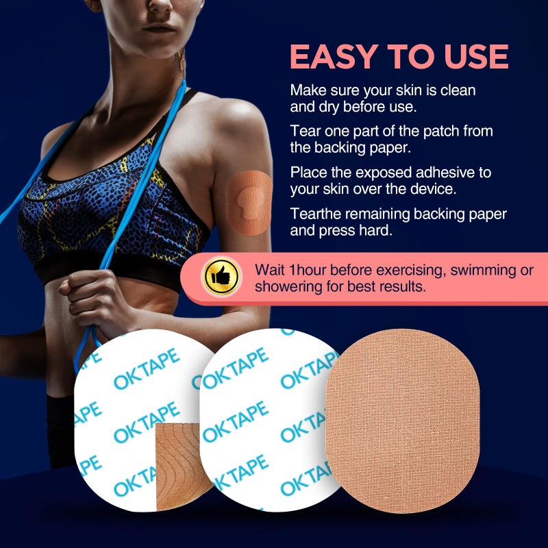 OK TAPE لاصقات لاصقة OK TAPE لجهاز MEDTRONIC Guardian وأجهزة الاستشعار الأخرى، لاصقات CGM مقاومة للماء والعرق، لاصقات استشعار تدوم طويلاً 15 قطعة، بيج - Image 4