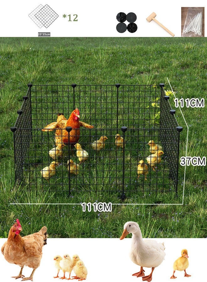 1 Tier Outdoor Metal Chicken Coop Large Walk-in Chicken Run Pen Fence Chicken Cages Small Animal Playpen Indoor Enclosure for Rabbits Cats Small Animals(12 PCS) - Image 1