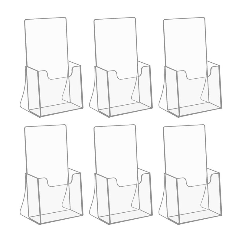 NIUBEE Acrylic Brochure Holder for 4â€™â€™ Trifold Pages, 50% Thicker Countertop Acrylic Literature Holder Plastic Flyer Display Stand for Magazine, Pamphlet, Booklets, Menu, Journals, 6 Pack - Image 1