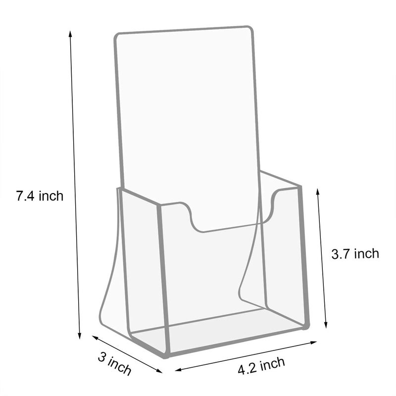 NIUBEE Acrylic Brochure Holder for 4â€™â€™ Trifold Pages, 50% Thicker Countertop Acrylic Literature Holder Plastic Flyer Display Stand for Magazine, Pamphlet, Booklets, Menu, Journals, 6 Pack - Image 2