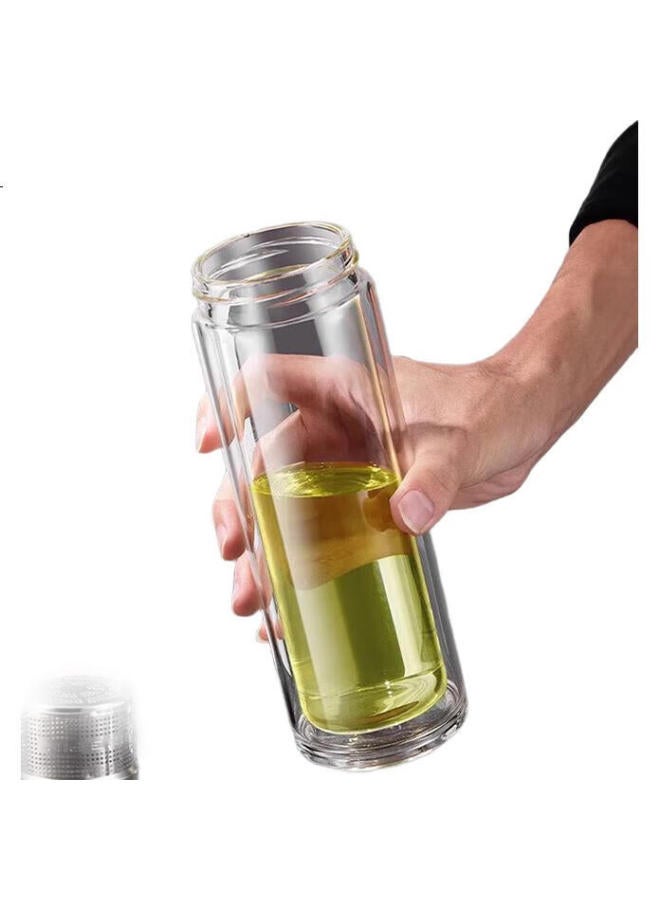 PAKCHOICE كوب فصل الشاي من باك تشويس - كوب ماء زجاجي مغناطيسي للشاي الفقاعي - كوب مزدوج الطبقة مقاوم للحرارة للرجال، مثبت في السيارة ومقاوم لدرجات الحرارة العالية - Image 1