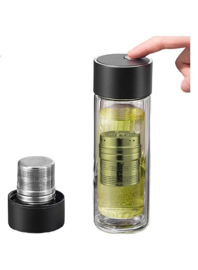 PAKCHOICE كوب فصل الشاي من باك تشويس - كوب ماء زجاجي مغناطيسي للشاي الفقاعي - كوب مزدوج الطبقة مقاوم للحرارة للرجال، مثبت في السيارة ومقاوم لدرجات الحرارة العالية - Image 2