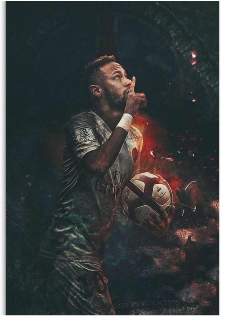 Today Idea - Soccer Star Poster-Neymar Canvas Poster-For Boy Bedroom Football Room GYM Wall Decor-Best Gifts for Football Fans-12in×18in (Neymar-1) - Image 1