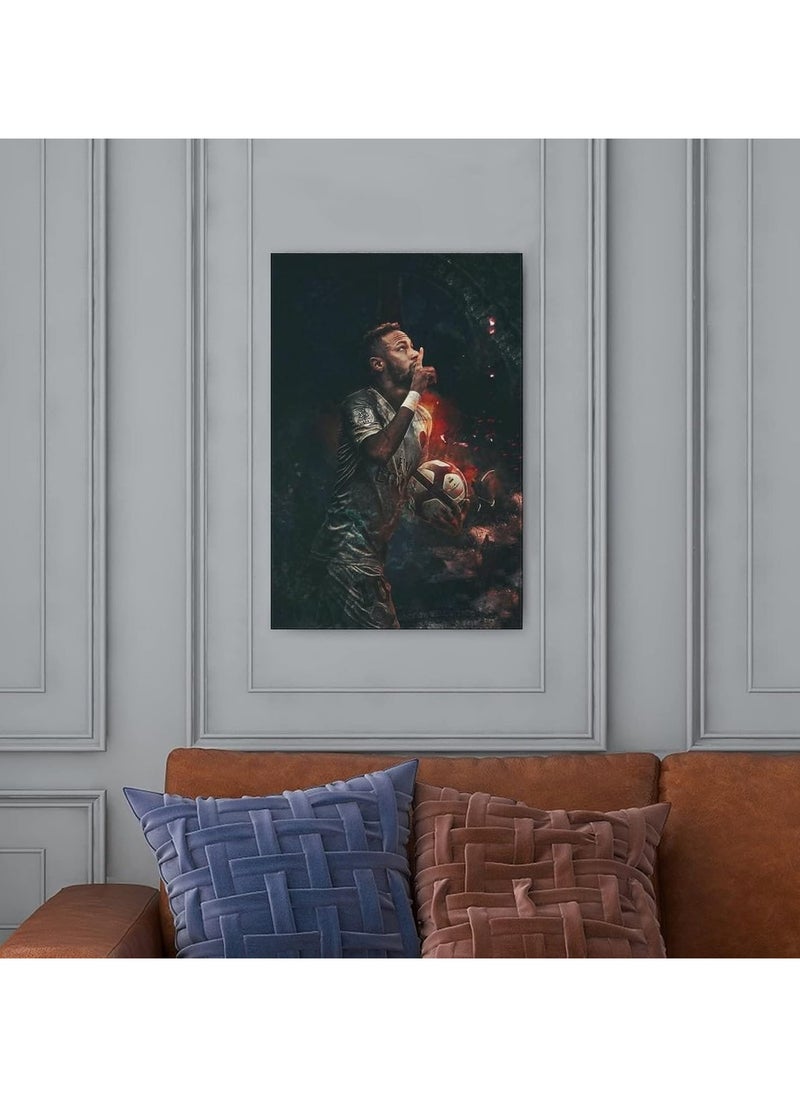 Today Idea - Soccer Star Poster-Neymar Canvas Poster-For Boy Bedroom Football Room GYM Wall Decor-Best Gifts for Football Fans-12in×18in (Neymar-1) - Image 1
