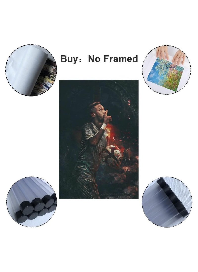 Today Idea - Soccer Star Poster-Neymar Canvas Poster-For Boy Bedroom Football Room GYM Wall Decor-Best Gifts for Football Fans-12in×18in (Neymar-1) - Image 1