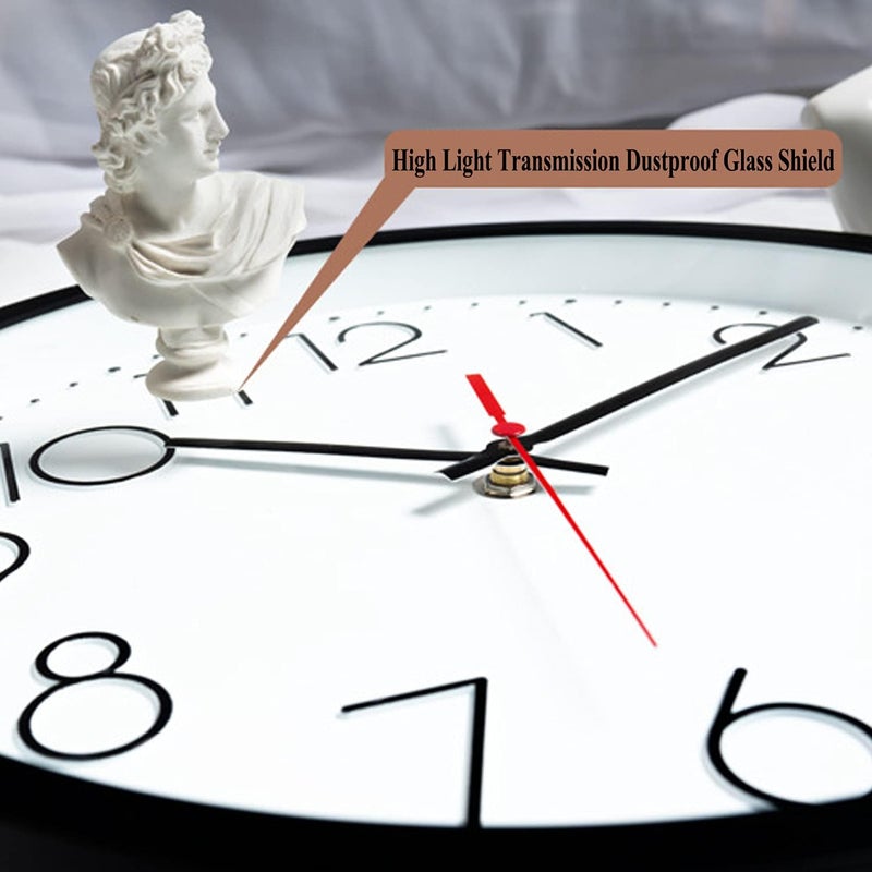 Vaupan Non-Ticking Silent Wall Clocks 12 Inch Battery Operated Quartz Classic Decor Clock Easy to Read for Bedroom Home Kitchen Room Office School (Black) - Image 5