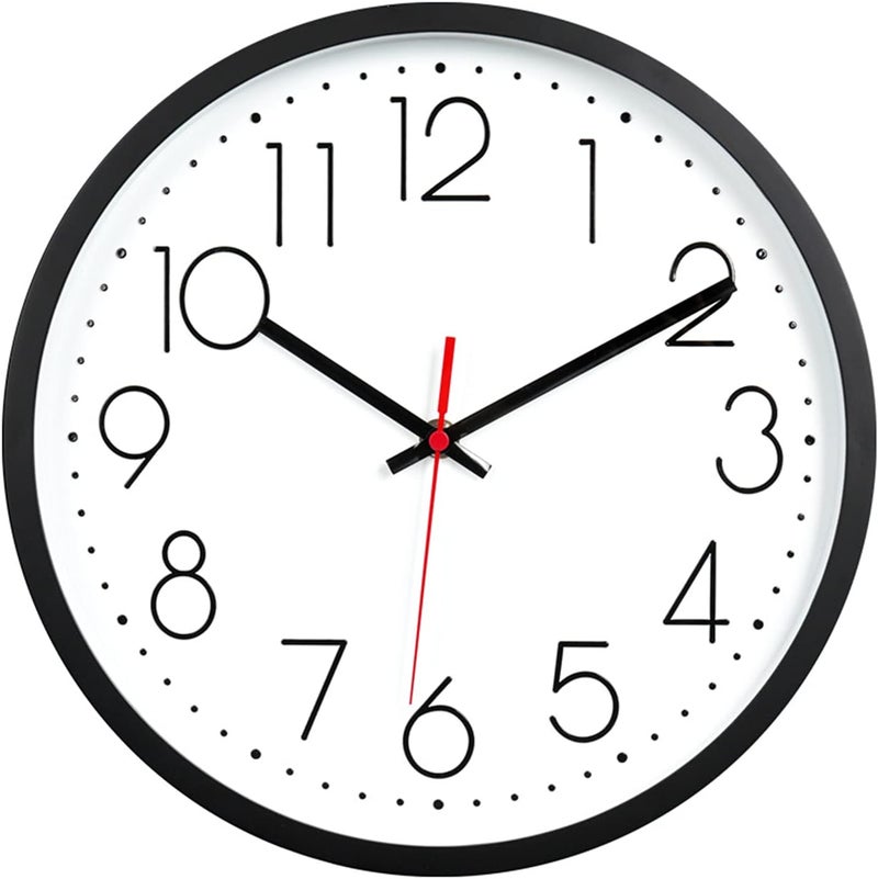 Vaupan Non-Ticking Silent Wall Clocks 12 Inch Battery Operated Quartz Classic Decor Clock Easy to Read for Bedroom Home Kitchen Room Office School (Black) - Image 1