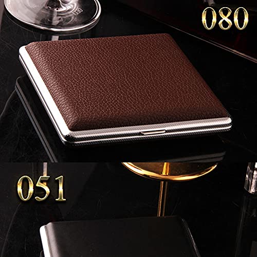 HASTHIP® Cigarette Case King Size for Men Women Holds 20 Cigarettes Case Box Holder Brown Leather Vintage Hard Metal Full Pack, Gifts for Men - Image 5