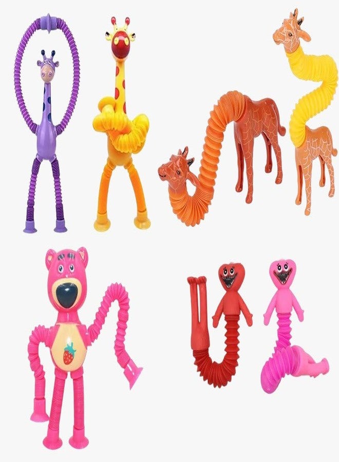 Samip Pop Tubes, Robotics Fidget Tubes Toddler Sensory Toys, Stimulating Creative Gifts, Suction Cup pop Tube Robot Toy, Autism Sensory Toys, Fidget Toys, LED Robot Giraffe Toy (Pack of 6, Tom) - Image 4