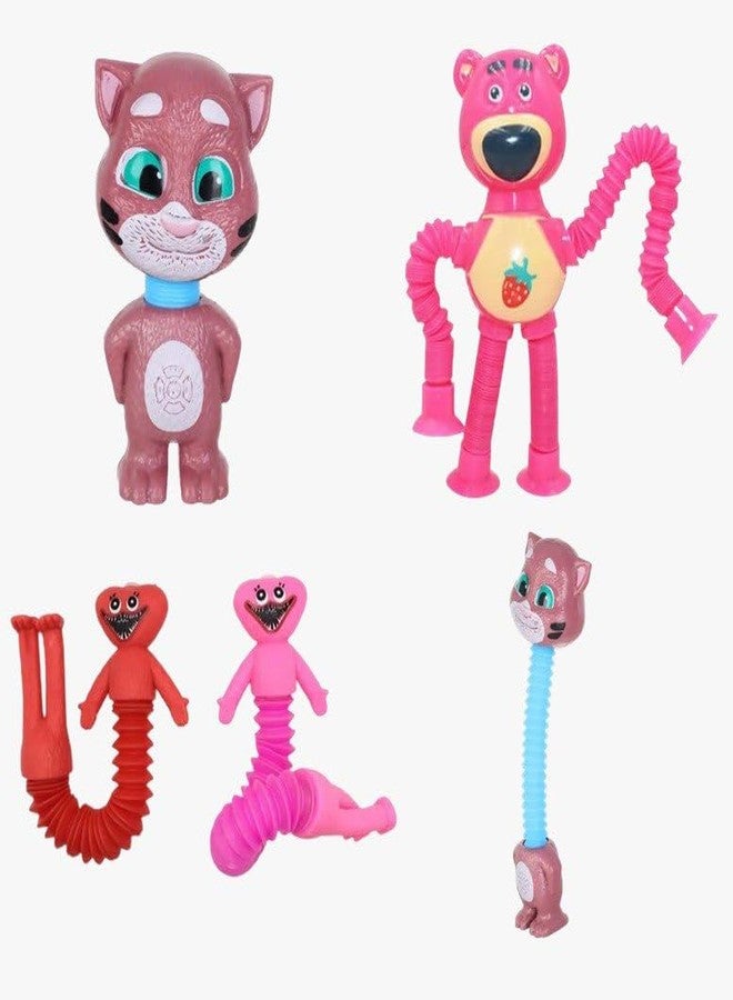 Samip Pop Tubes, Robotics Fidget Tubes Toddler Sensory Toys, Stimulating Creative Gifts, Suction Cup pop Tube Robot Toy, Autism Sensory Toys, Fidget Toys, LED Robot Giraffe Toy (Pack of 6, Tom) - Image 5