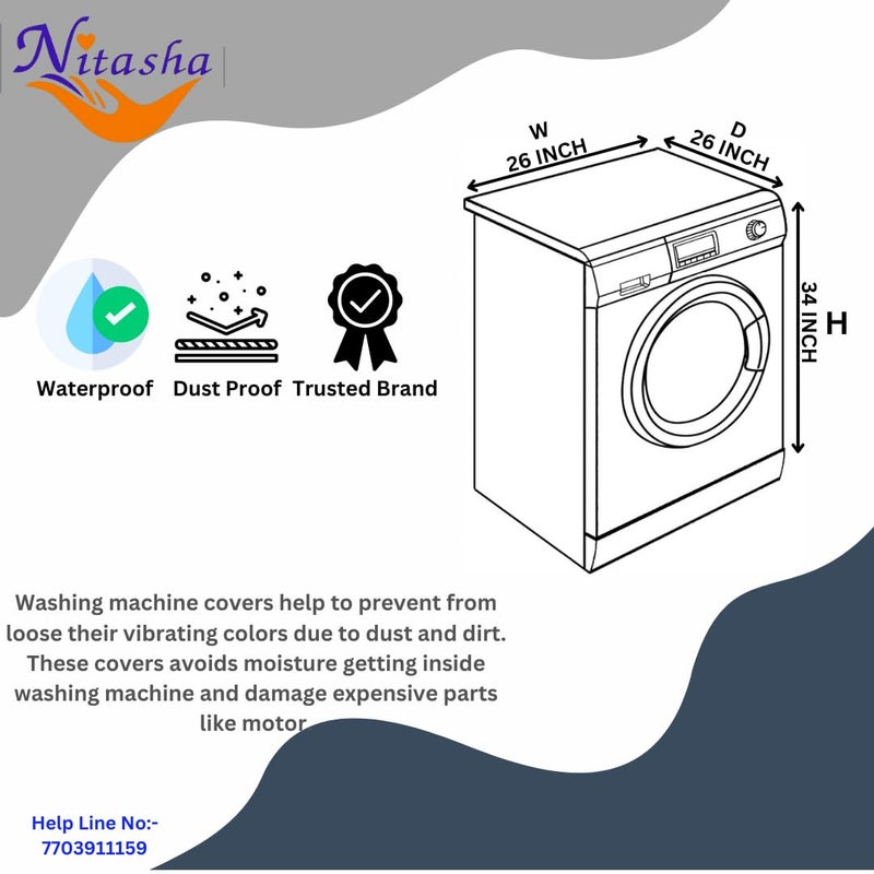 Nitasha Front load Waterproof Washing machine cover Compatible for Bosch 8 Kg Fully-Automatic Waj2846Win Black Color - Image 1