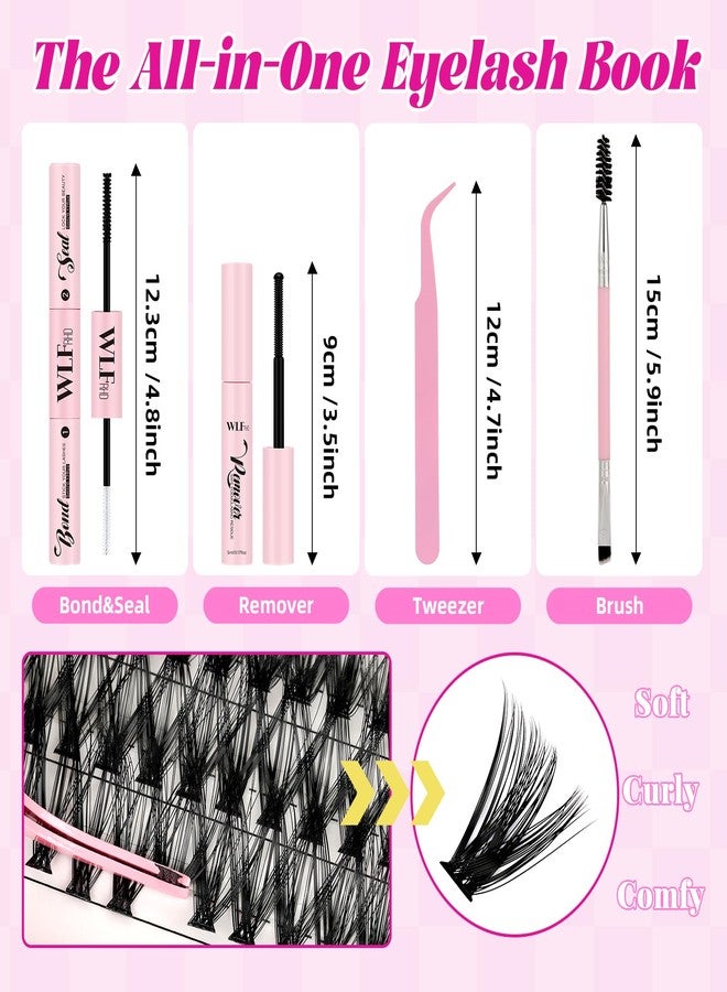 WLFRHD WLF Lash Clusters Kit 640 Pcs Lash Extension Kit Individual Lashes D Curl Clusters Eyelashes Extensions Kit with Lash Book Eyelash Bond and Seal Remover Tweezers Brush(Mix 9-16mm,30D+40D Kit) - Image 4