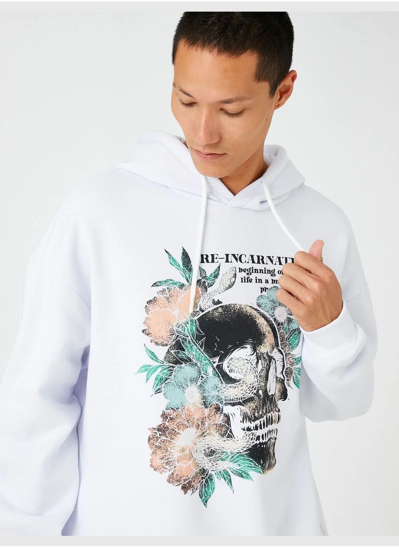 KOTON Oversized Hoodie Skull Printed