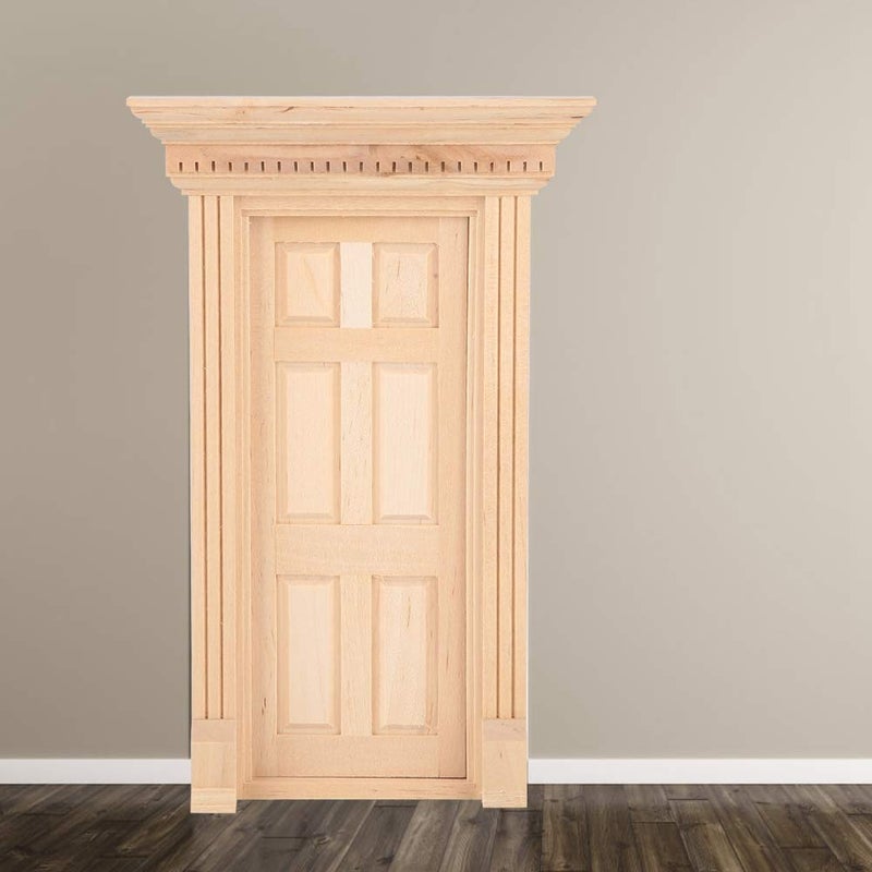 GLOGLOW Dollhouse Miniature Door, 1:12 Miniature Wooden Door Miniature Fairy Door Unpaint Wooden Doors for DIY Scene Doll Home Furniture Craft - Image 5