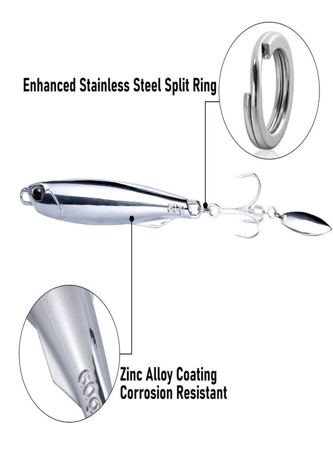 مجموعة ملاعق صيد Dr.Fish ثلاثية، طعوم معدنية للرمي، خطافات ثلاثية، ملاعق صيد للمياه المالحة، طعوم صيد الشاطئ، طعوم صيد عمودية على شكل ماسة، طعوم صيد سمك الماكريل، سمك المخطط، سمك البلوفيش - Image 4