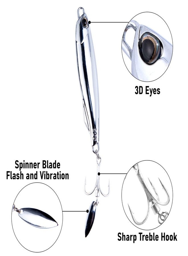 مجموعة ملاعق صيد Dr.Fish ثلاثية، طعوم معدنية للرمي، خطافات ثلاثية، ملاعق صيد للمياه المالحة، طعوم صيد الشاطئ، طعوم صيد عمودية على شكل ماسة، طعوم صيد سمك الماكريل، سمك المخطط، سمك البلوفيش - Image 3