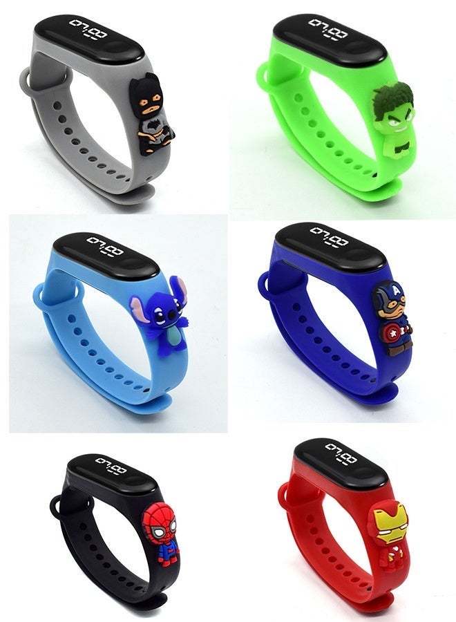 BABONA 12-Pack of Waterproof Silicone Digital Watches for Kids, Cartoon Watches, Cute Cartoon Touch Watches for Kids, Children's Digital Watch, Waterproof for Outdoor Sports, With Alarm Clock, Stopwatch and Calendar Functions,Party Gifts, Birthday Party Favors - Image 2