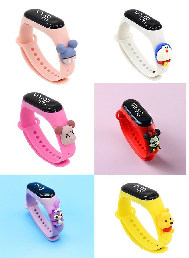 BABONA 12-Pack of Waterproof Silicone Digital Watches for Kids, Cartoon Watches, Cute Cartoon Touch Watches for Kids, Children's Digital Watch, Waterproof for Outdoor Sports, With Alarm Clock, Stopwatch and Calendar Functions,Party Gifts, Birthday Party Favors - Image 3