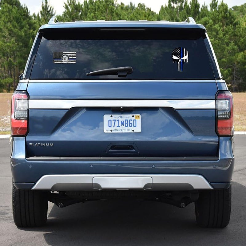 ColisPar 3pcs US Flag Code 4 Thin Blue Line Skull Car Stickers Decal, Honoring Police Support Truck Window Laptop Bumper Stickers, bandera de policÃ­a la lÃ­nea azul para carro - Image 2