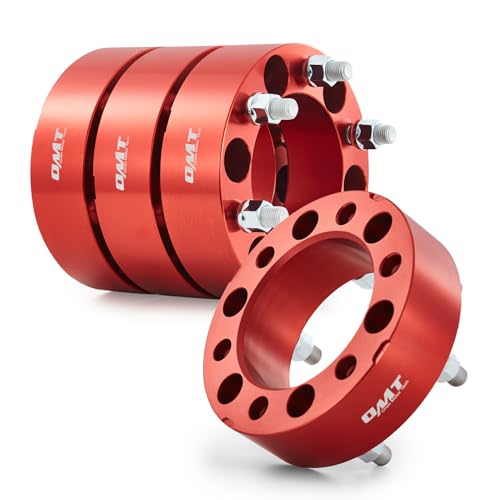 Orion Motor Tech 6x55 Wheel Spacers 2 Inch Red Wheel Spacer Kit with M14x15 Studs Compatible with Chevy Silverado 1500 Chevrolet Tahoe GMC Yukon Suburban 108mm Bore Red Wheel Spacers 4pcs