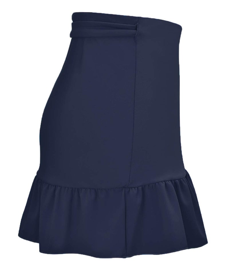 ChinFun Women's Ruffle Sarongs Beach Wrap Swimwear Bikini Tankini Cover Up Swim Skirts Swimdress Solid Navy - Image 4