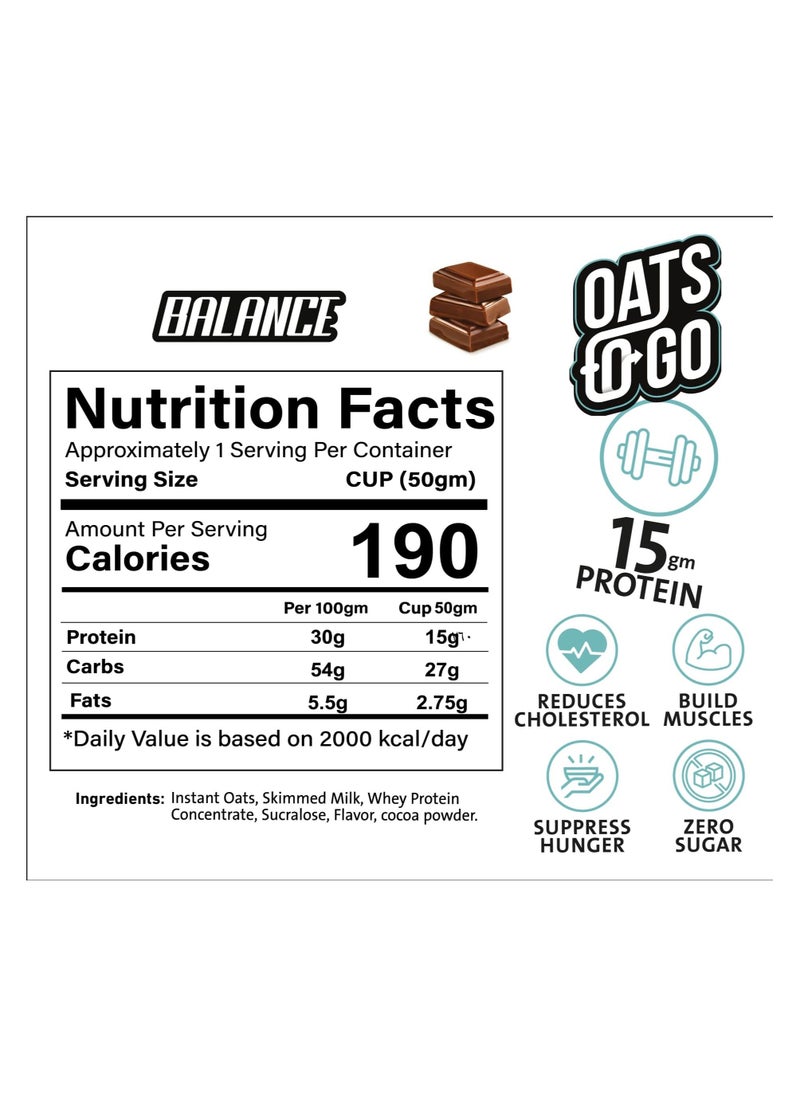 Balance - High Protein Oats 50g ( Oats to Go Chocolate ) - Image 1