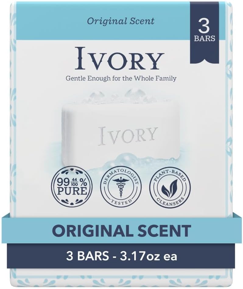 Ivory Original Bath Bar Soap - 3 Bars of 3.17 oz Each, Gentle Clean for All Skin Types - Image 1
