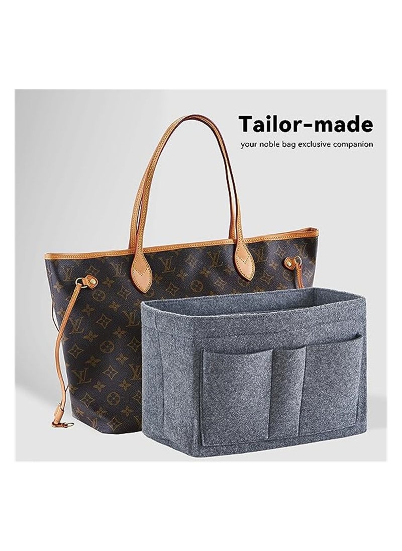 SYOSI Purse Organizer Insert Women Felt Bag Organizer Insert Multi-Pocket Bag in Bag for Womens Handbag Travel Tote Hobo Bag Storage Purse Liner Divider for Any Brand Tote Grey Size XL  - Image 3